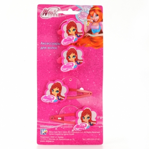 АКСЕССУАРЫ ДЛЯ ВОЛОС "ИГРАЕМ ВМЕСТЕ" WINX (РЕЗИНКИ - 2ШТ, ЗАКОЛКИ - 2ШТ)