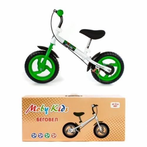 Беговел Moby kids, зелен., ручн.тормоз