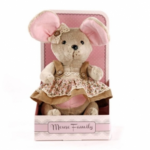 Мышка шарнирная Country mouse "Миндалька" в сарафане