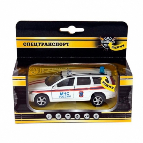 Машина мет. ин. 1:36 Volvo МЧС, свет, звук, откр.двери, 13 см