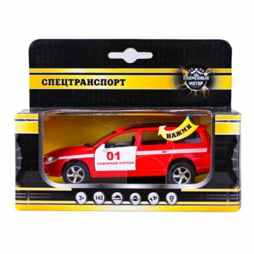 Машина мет. ин. 1:36 Volvo V70 Пожарная охрана, свет, звук, откр.двери, 13 см артикул 87498
