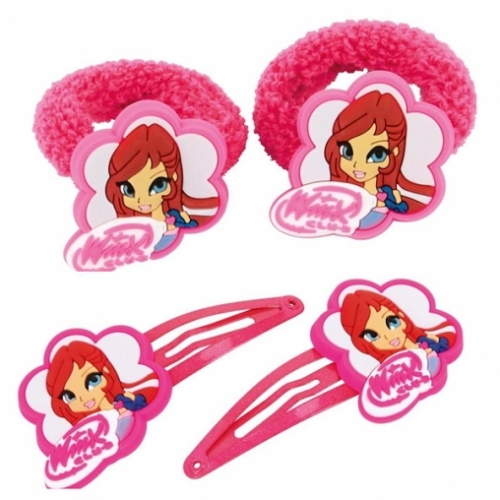 АКСЕССУАРЫ ДЛЯ ВОЛОС "ИГРАЕМ ВМЕСТЕ" WINX (РЕЗИНКИ - 2ШТ, ЗАКОЛКИ - 2ШТ)