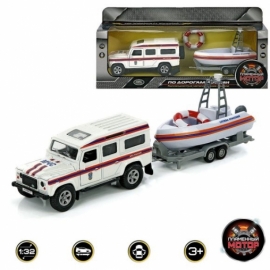 Машина мет. ин. 1:34 Land Rover МЧС Служба спасения, откр.двери, 15 см, (29см)