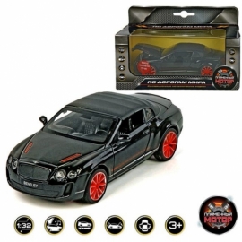Машина мет. 1:32 Bentley Continental, свет, звук, откр.двери, капот, багажник, цвета в ассорт., 15 см