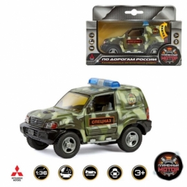Машина мет. ин. 1:36 Mitsubishi Спецназ, свет, звук, откр.двери, 13 см